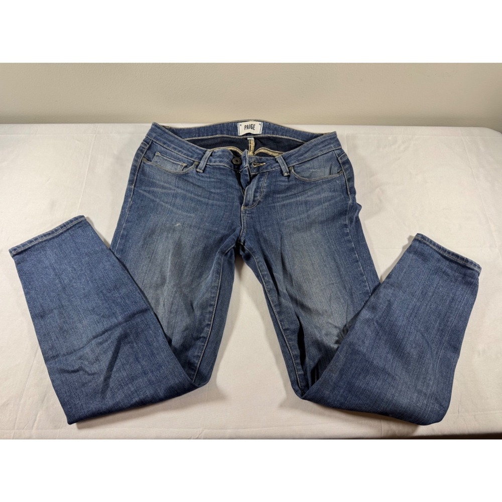 Paige Verdugo Crop Skinny Jeans Medium Wash Blue Denim Size 28